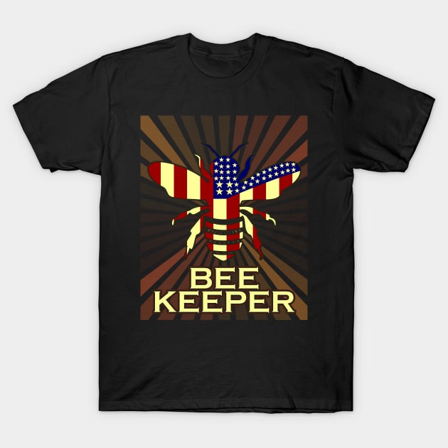 American Beekeeper Funny Beekeeping Gift T-Shirt by Warmfeel